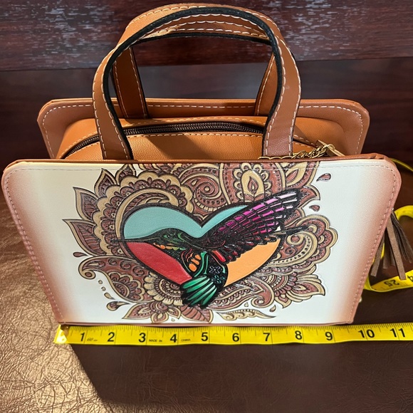 Embossed Vegan Leather Handbag, Top Handle/ Crossbody, NWOT - Picture 9 of 12